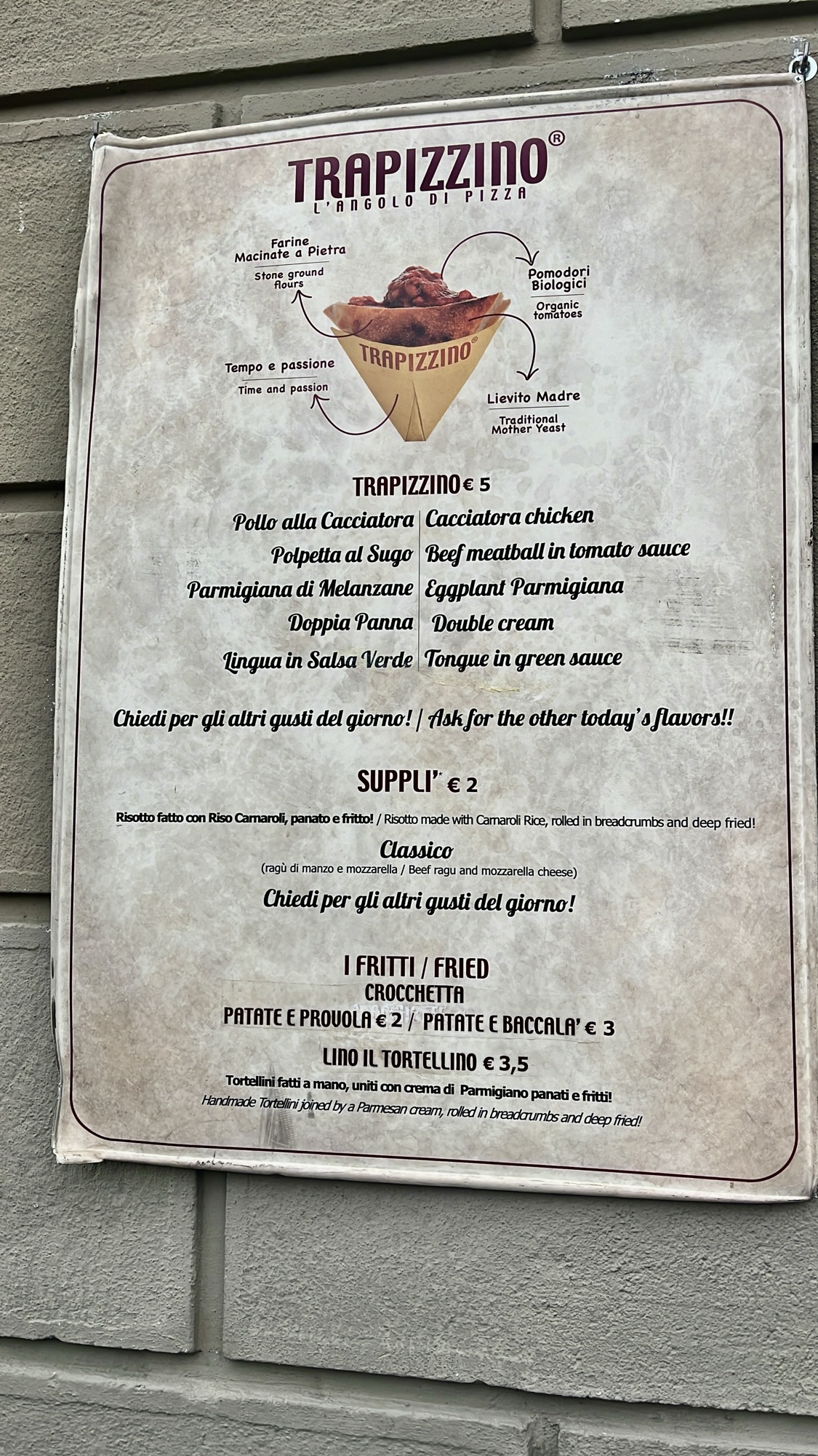 Trapizzino - karta dań i cennik