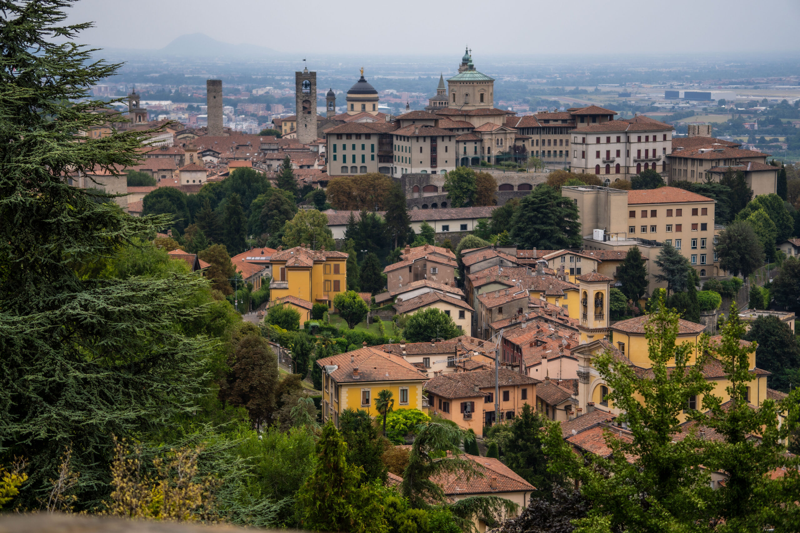 Panorama w okolicy wzgórza San Viglio, Bergamo Città Alta